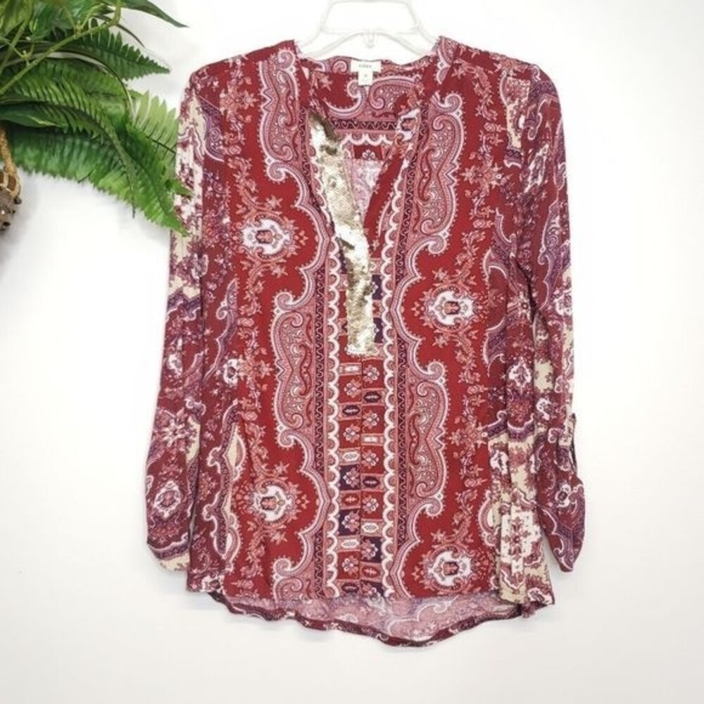 Anthropologie Tiny Sequin Devas Popover Tunic Top… - image 2